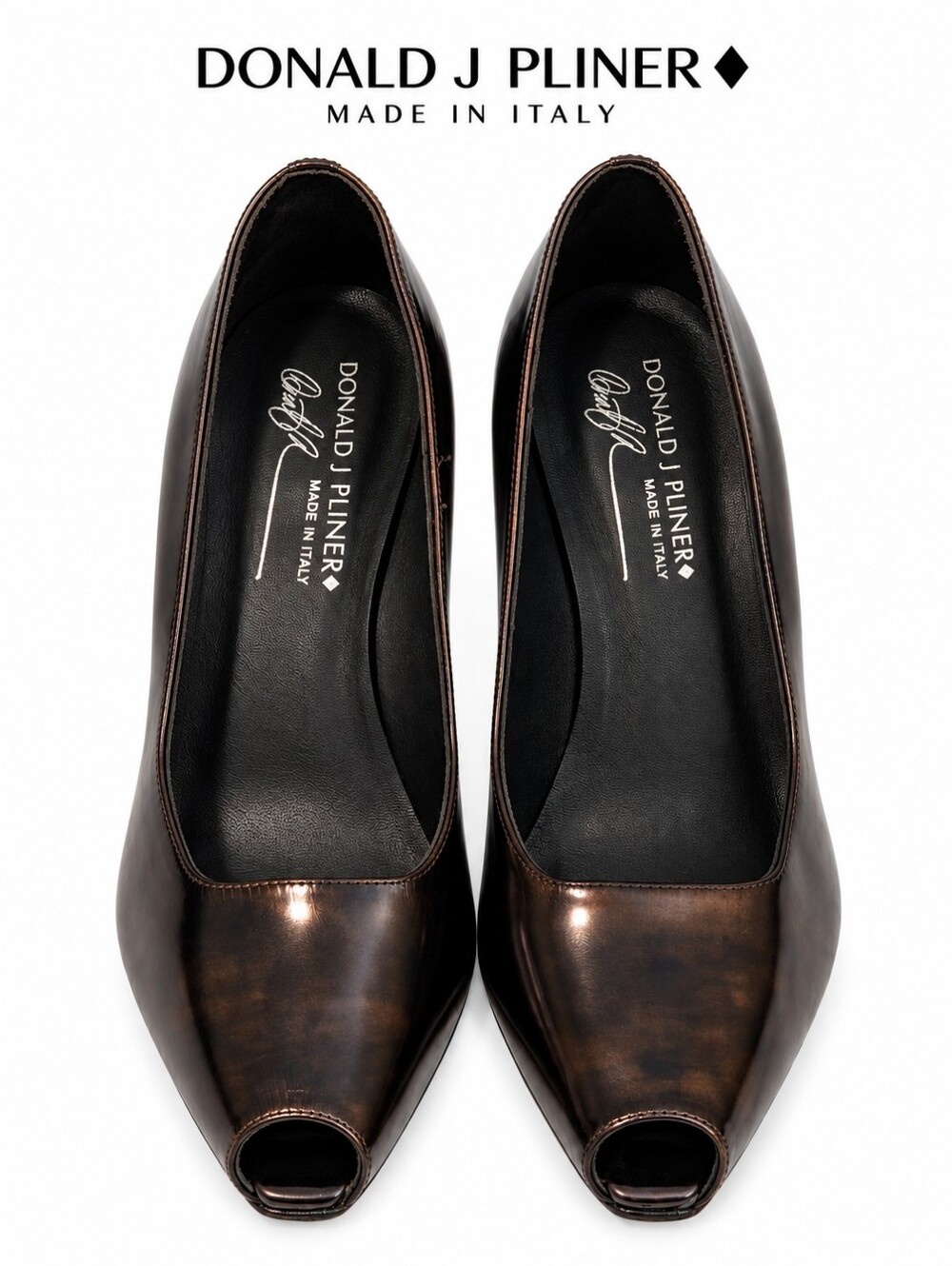 Donald J. Pliner Metallic Brown Peep-Toe Pumps